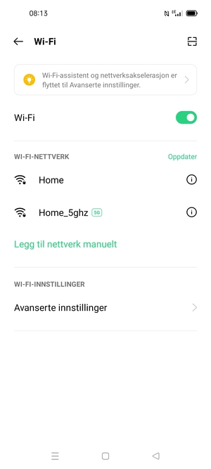 Velg det trådløse nettverket du vil koble til