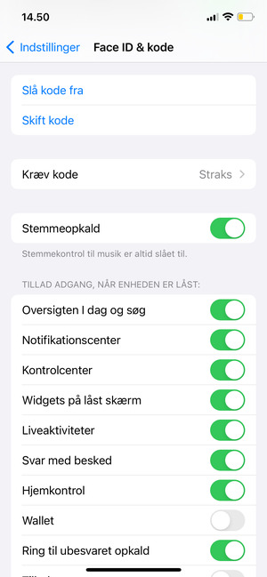 Vælg Skift kode