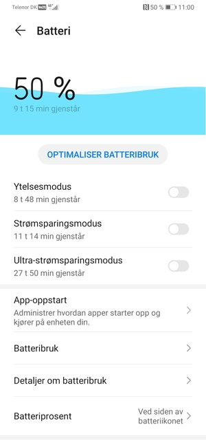 Slå på Strømsparingsmodus
