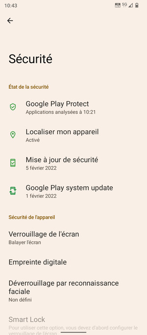 Sélectionnez Verrouillage de l'écran