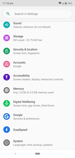 Scroll to and select System