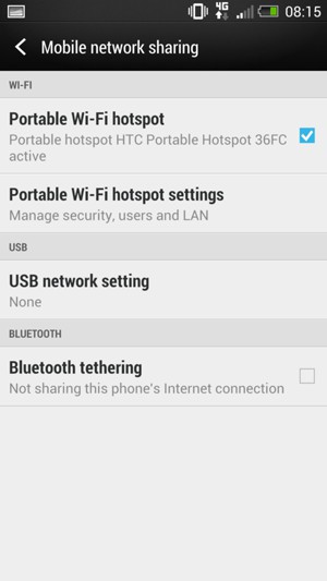 Your phone is now set up for use as a modem