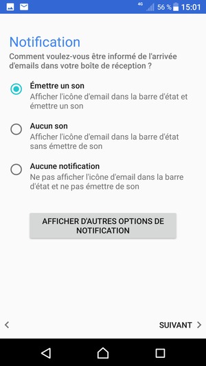 Sélectionnez votre option préférée et sélectionnez SUIVANT