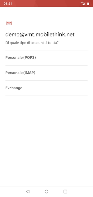 Seleziona Personale (POP3) o Personale (IMAP)