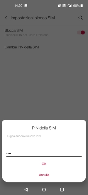 Conferma il nuovo PIN della SIM e seleziona OK