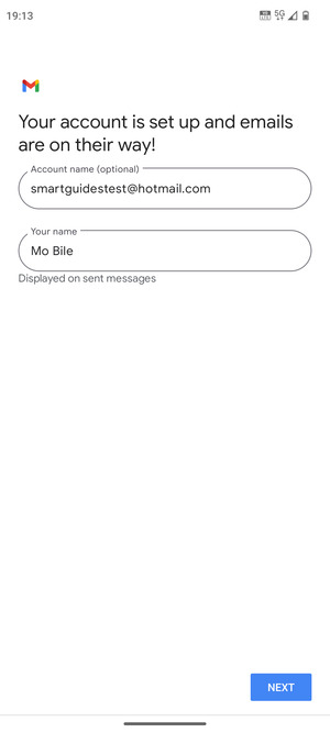 Give your account a name and enter your name. Select NEXT