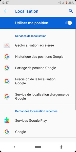 Désactiver le Utiliser ma position