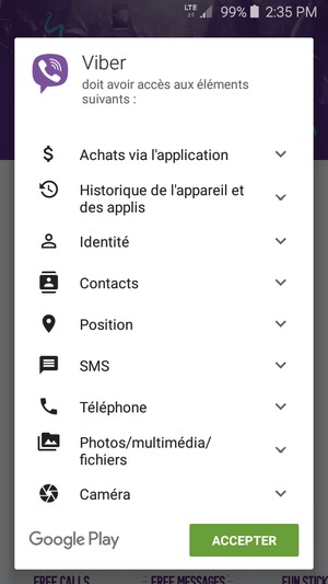 Sélectionnez ACCEPTER