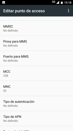 Desplácese hacia abajo e introduzca la información MMS