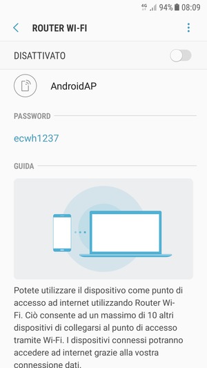Seleziona il tasto Menu