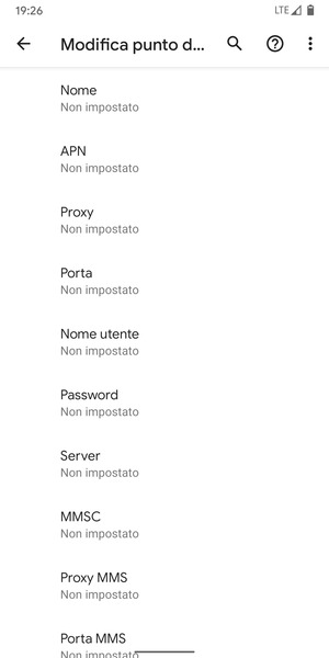 Inserisci informazioni MMS