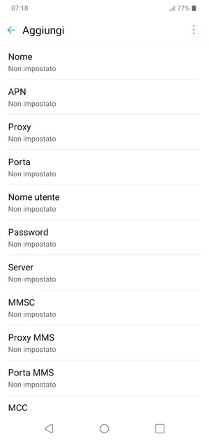 Inserisci informazioni MMS