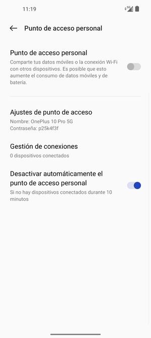 Seleccione Punto de acceso personal