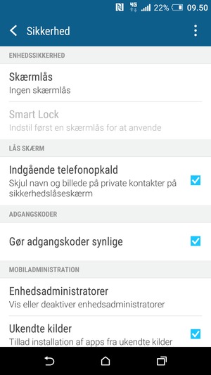 Vælg Skærmlås