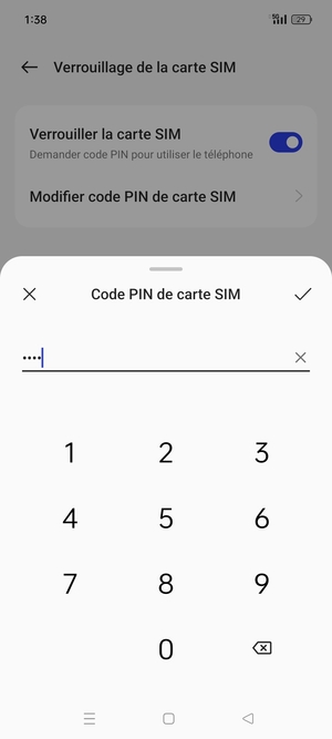 Veuillez confirmer votre nouveau code PIN de carte SIM et sélectionner OK
