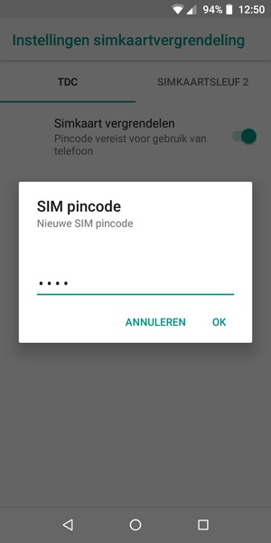 Voer uw Nieuwe SIM pincode in en selecteer OK