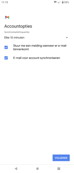 Selecteer VOLGENDE