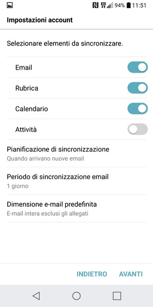 Seleziona AVANTI