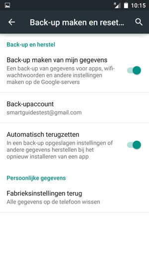 Selecteer Back-upaccount