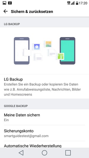 Wählen Sie Sicherungskonto