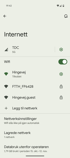 Du er nå koblet til Wi-Fi-nettverket