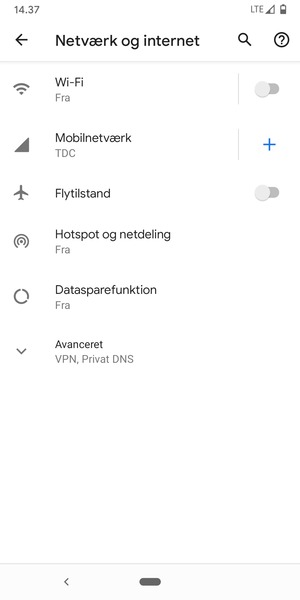 Vælg Hotspot og netdeling