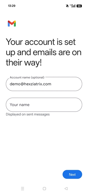 Give your account a name and enter your name. Select Next