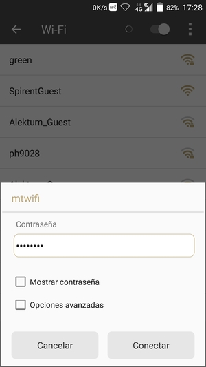Introduzca la contraseña de Wi-Fi y seleccione Conectar