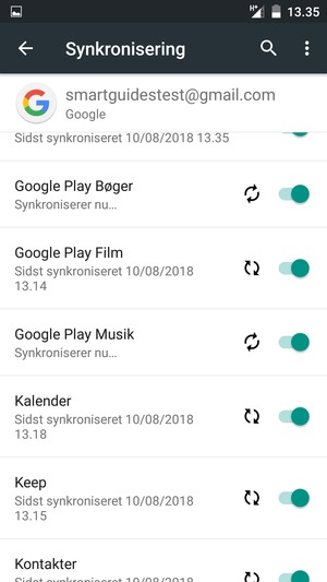 Dine oplysninger vil blive synkroniseret