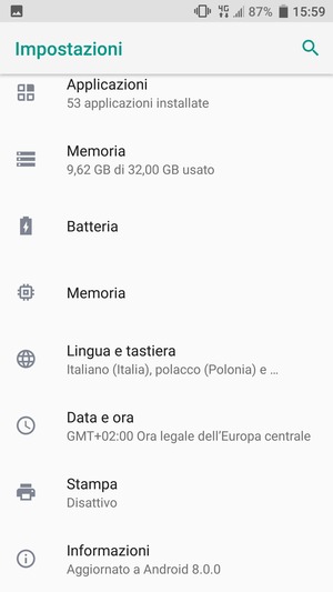 Scorri e seleziona Informazioni