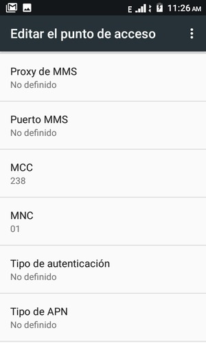 Desplácese hacia abajo e introduzca la información MMS