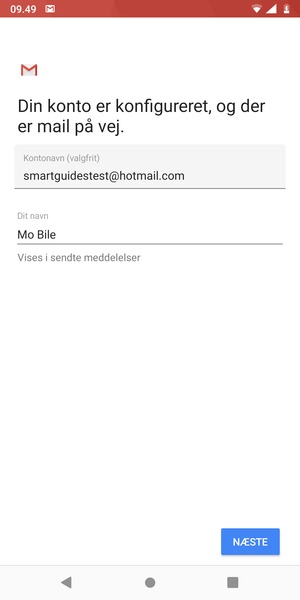 Giv din konto et navn og indtast dit navn. Vælg NÆSTE