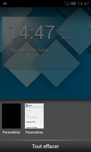 Les applications affichées dans le menu sont en cours d'exécution sur votre Alcatel.