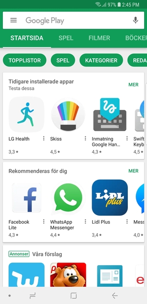Tryck på sökfältet