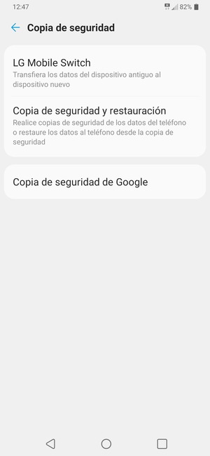Seleccione Copia de seguridad de Google