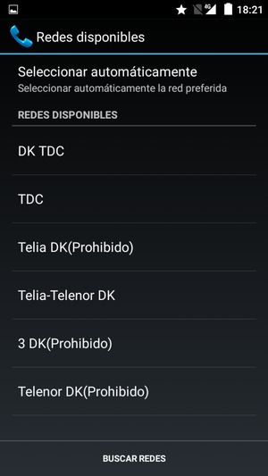 Seleccione un operador de red de la lista