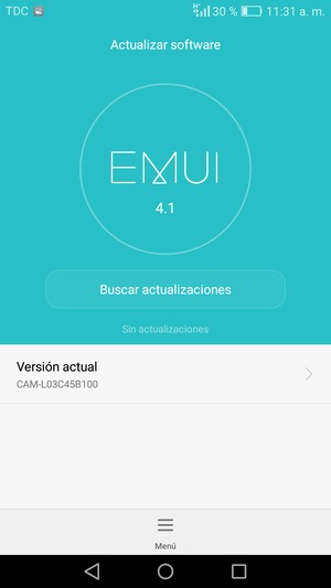 Si su teléfono está actualizado, verá la siguiente pantalla