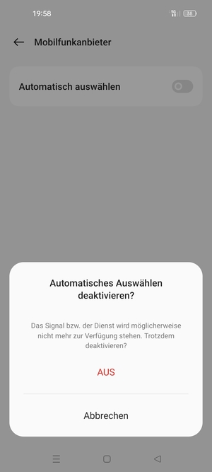 Wählen Sie AUS