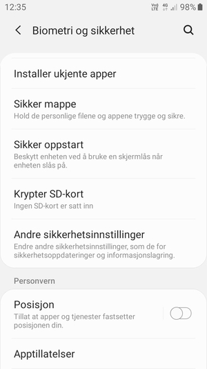 Bla til og velg Andre sikkerhetsinnstillinger