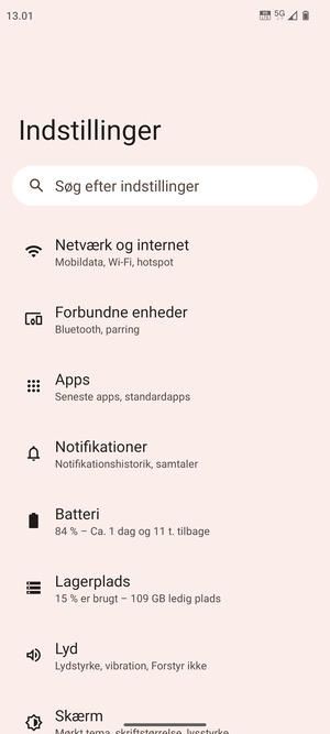 Vælg Netværk og internet
