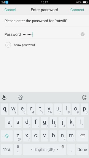 Enter the Wi-Fi Password and select Connect