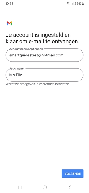 Geef uw account een naam en voer uw naam in. Selecteer VOLGENDE