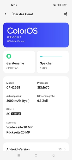 Wählen Sie ColorOS