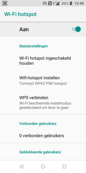Uw telefoon is nu geïnstalleerd voor gebruik als modem