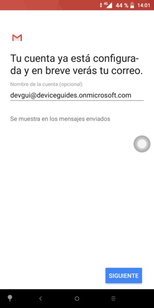 Déle a su cuenta un nombre y seleccione SIGUIENTE