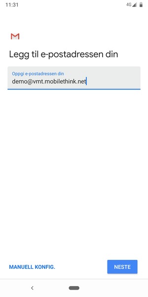 Skriv inn e-postadresse og velg NESTE