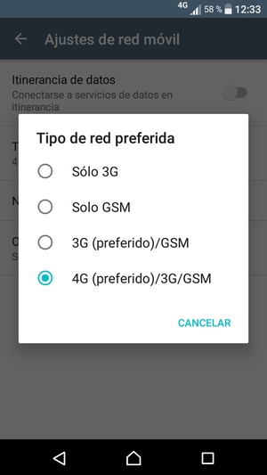 Seleccione la opción deseada