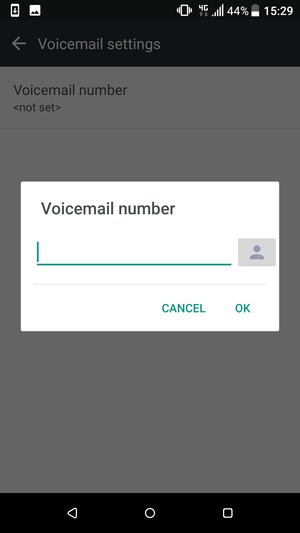 Enter the Voicemail number and select OK