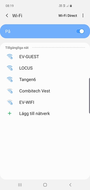 Tryck på det trådlösa nätverket som du vill ansluta till