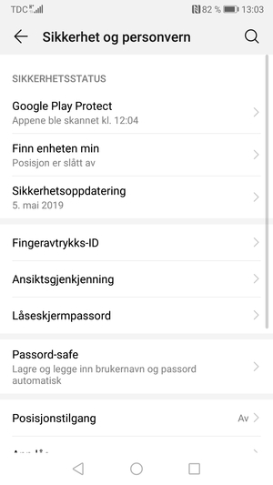 For å aktivere skjermlåsen, gå til Sikkerhet og personvern-menyen og velg Låseskjermpassord